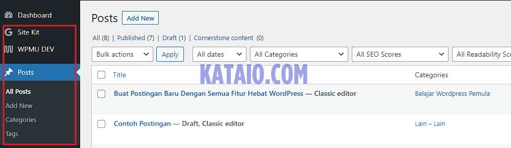 03. menu post di dashboard wordpress