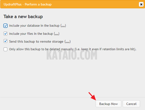 updraftplus 15. backup now