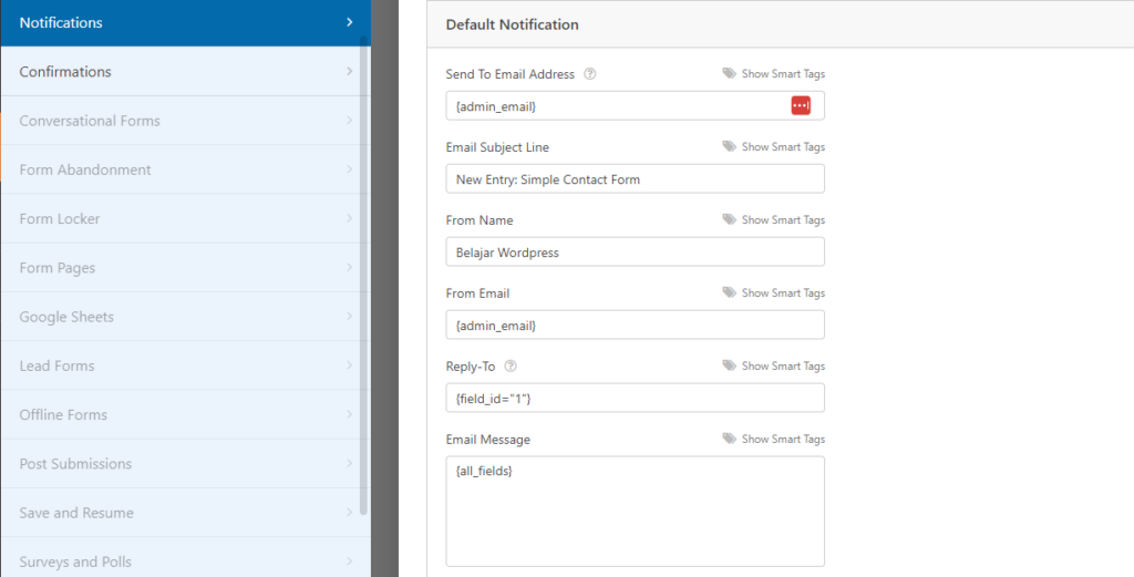 setting email notifikasi