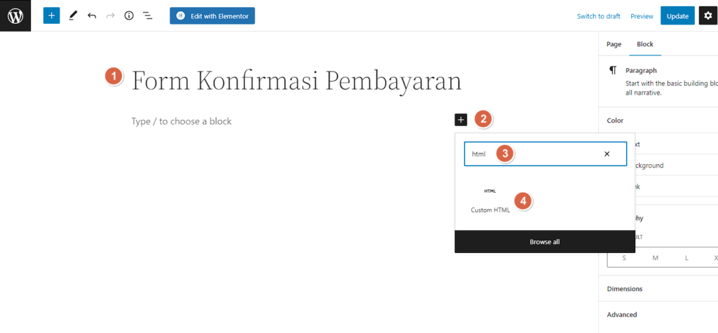 05. blok html form konfirmasi pembaran