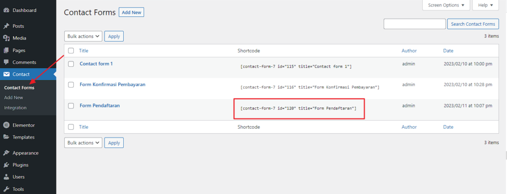 08. shortcode form pendaftaran