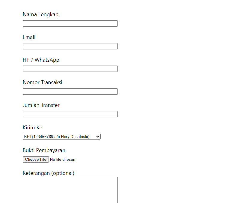 09. hasil pembuatan form konfirmasi pembayaran