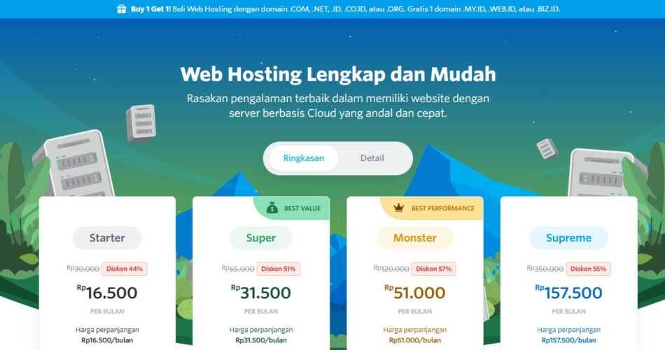 hosting bulanan terbaik di Indonesia domainesia